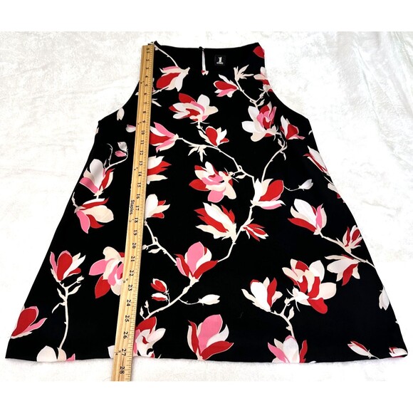 1-One Women's Black Floral Print Sleeveless A-Line Top Blouse Sz 10/46 Italy - Picture 7 of 13